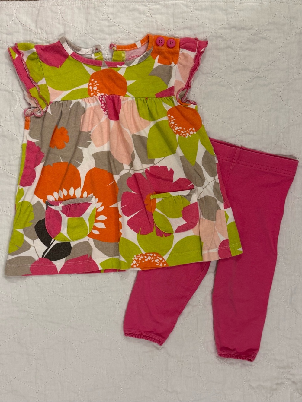 Carter’s Bright Floral Tunic and Pink Leggings Set - Multi & Pink